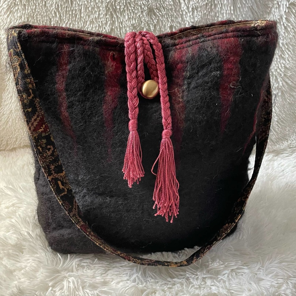 Large Bohemian Style Tote Wool Blend